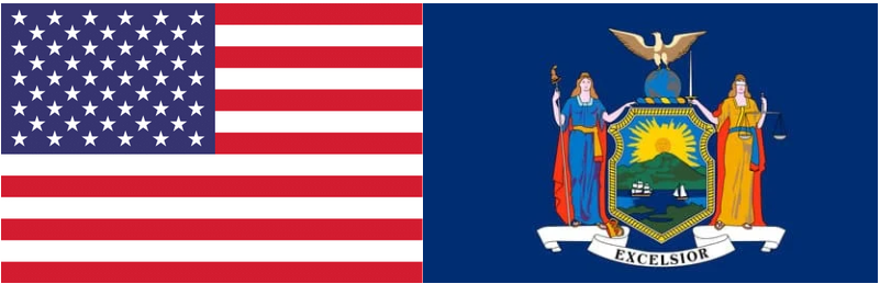 United States and New York State Flags